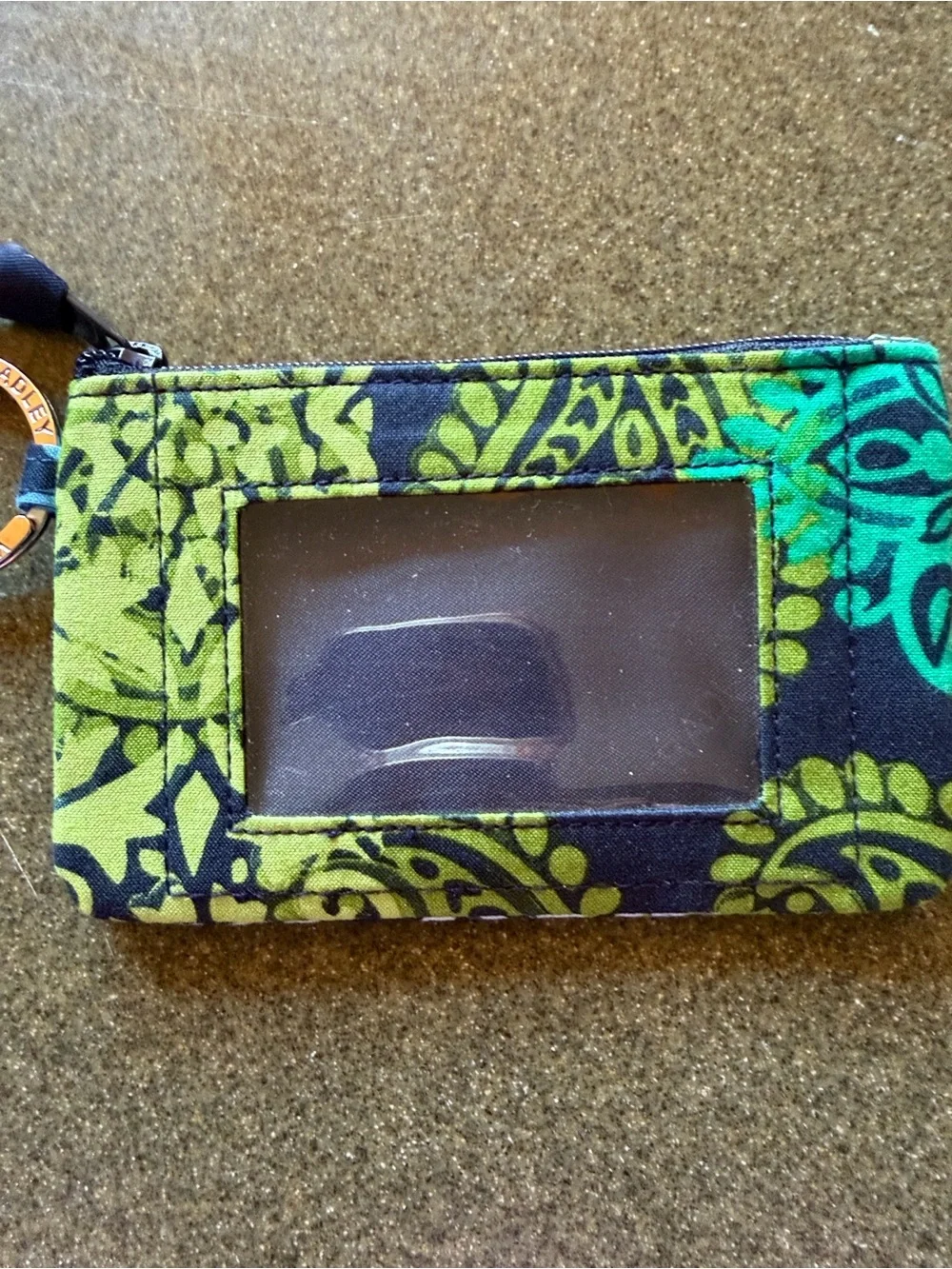 Vera Bradley Caribbean Sea Zippered Coin Purse Paisley Pouch Keyring 4.75” x 3”